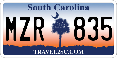 SC license plate MZR835