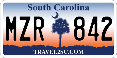SC license plate MZR842