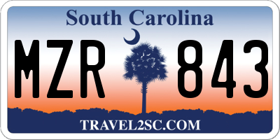 SC license plate MZR843