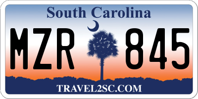 SC license plate MZR845