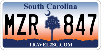 SC license plate MZR847