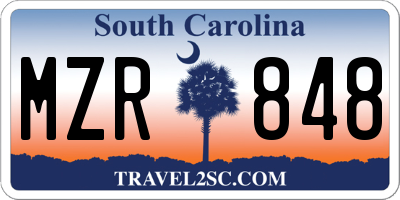 SC license plate MZR848