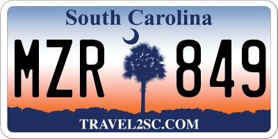 SC license plate MZR849