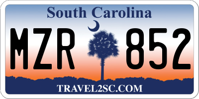 SC license plate MZR852