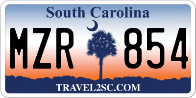 SC license plate MZR854