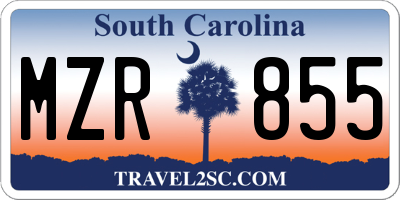 SC license plate MZR855