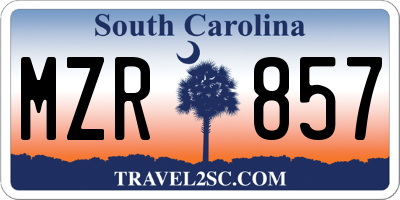 SC license plate MZR857