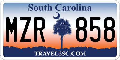 SC license plate MZR858