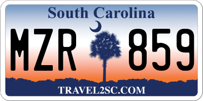 SC license plate MZR859
