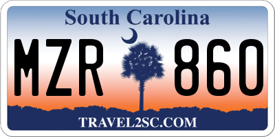 SC license plate MZR860