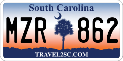 SC license plate MZR862