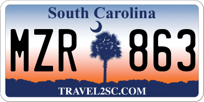 SC license plate MZR863