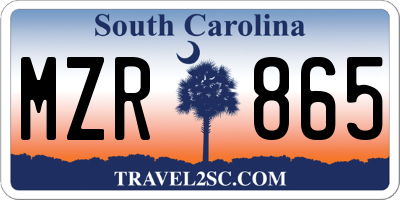 SC license plate MZR865