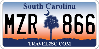 SC license plate MZR866