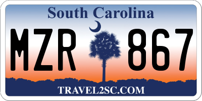 SC license plate MZR867