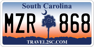 SC license plate MZR868
