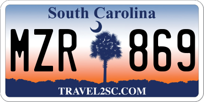 SC license plate MZR869