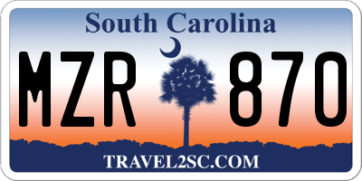 SC license plate MZR870