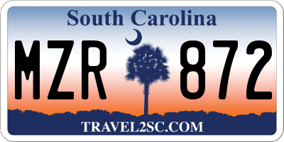 SC license plate MZR872