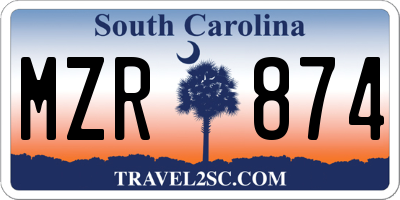 SC license plate MZR874