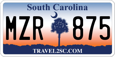 SC license plate MZR875