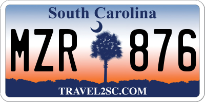 SC license plate MZR876