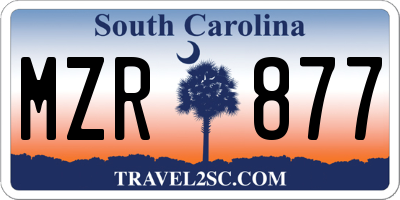 SC license plate MZR877