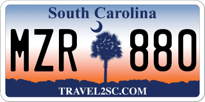 SC license plate MZR880