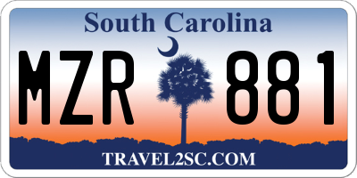 SC license plate MZR881