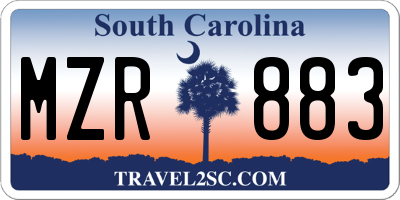 SC license plate MZR883