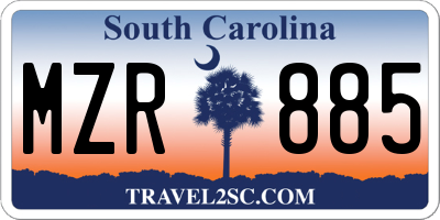 SC license plate MZR885