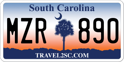 SC license plate MZR890