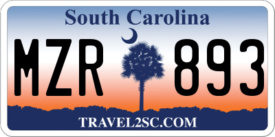 SC license plate MZR893