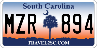 SC license plate MZR894