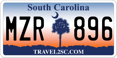 SC license plate MZR896