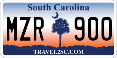 SC license plate MZR900