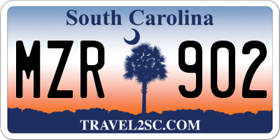 SC license plate MZR902