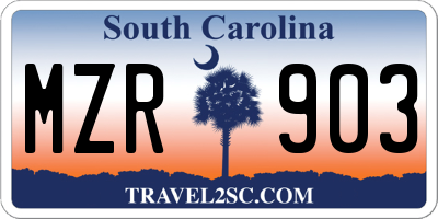 SC license plate MZR903