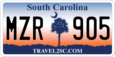 SC license plate MZR905