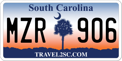 SC license plate MZR906