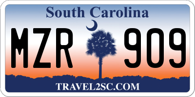 SC license plate MZR909