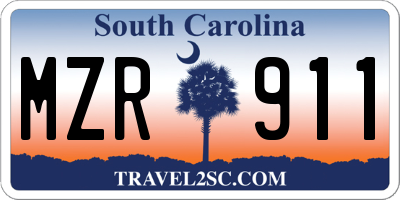 SC license plate MZR911