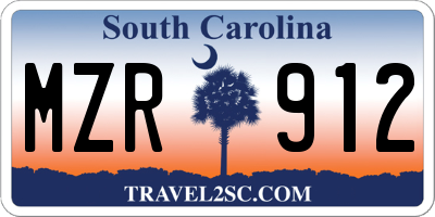 SC license plate MZR912