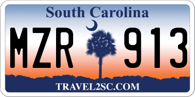 SC license plate MZR913