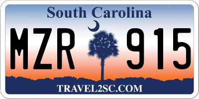 SC license plate MZR915