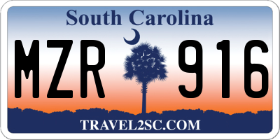 SC license plate MZR916