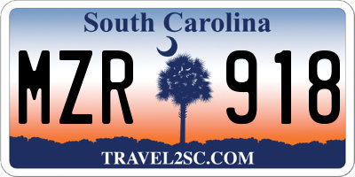 SC license plate MZR918