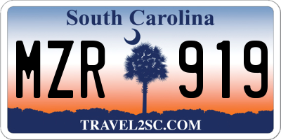 SC license plate MZR919