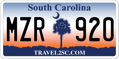 SC license plate MZR920