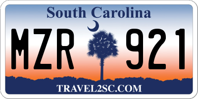 SC license plate MZR921